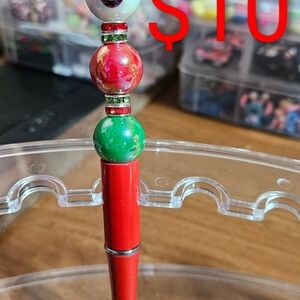 Colorful Red, Green, White Snowman Face, Beaded Adults & Kids